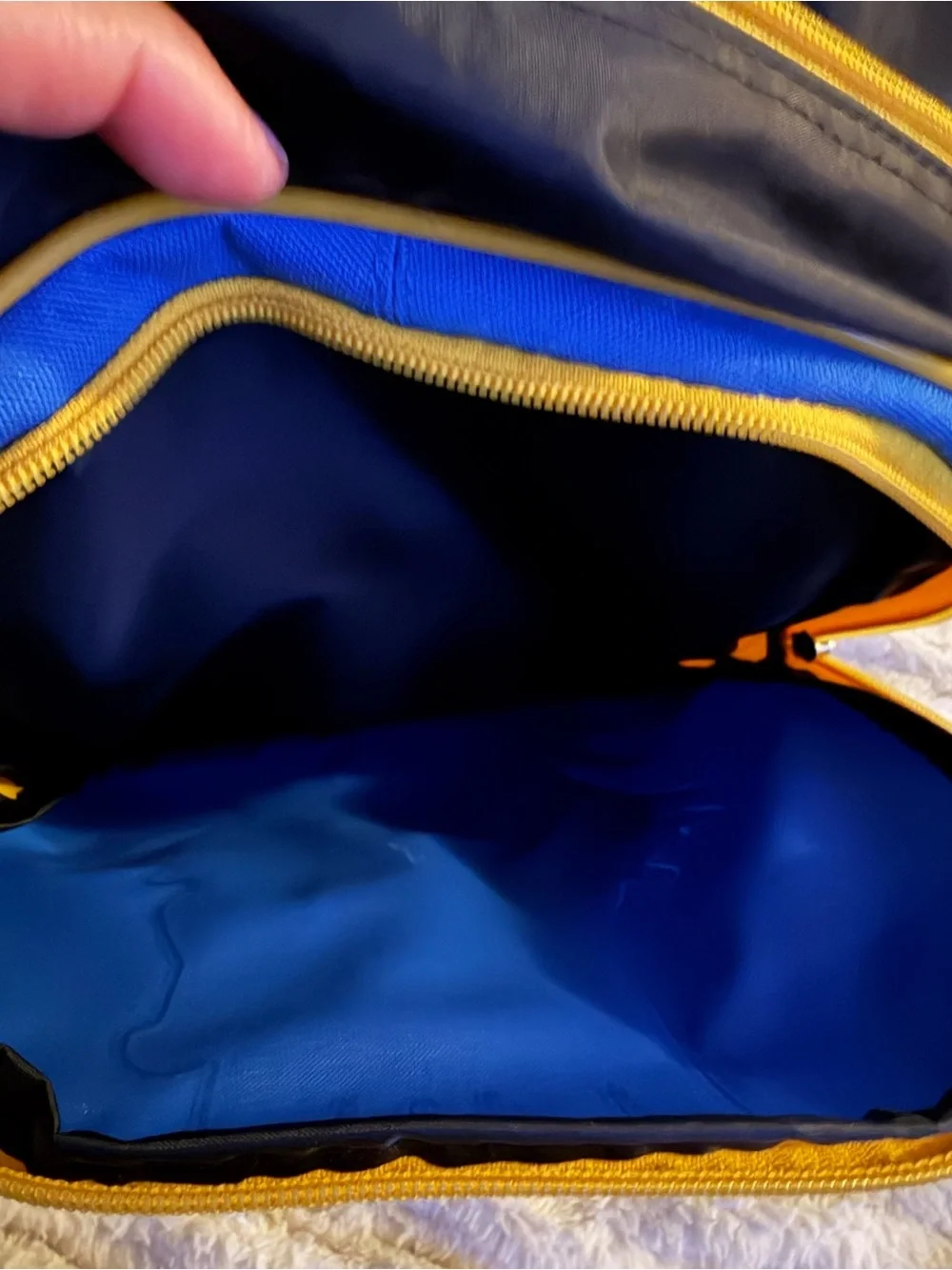 Power Ranger Blue and Yellow Rolling Backpack with power Ranger Graphic